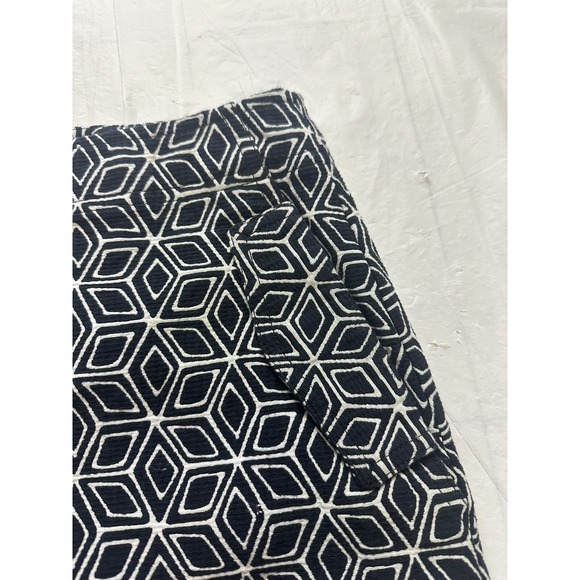 Talbots Womens Skirt Sz 8‎ Navy Blue White Geometric Cotton Pockets - Picture 2 of 7
